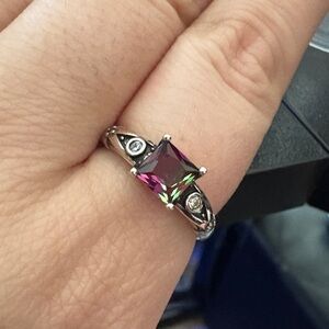 Elegant Silver and Purple Women's Ring